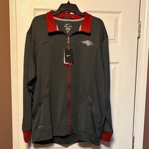 Nike Men’s Dri-FIT Performance Jacket - Dark Gray with Red Accents